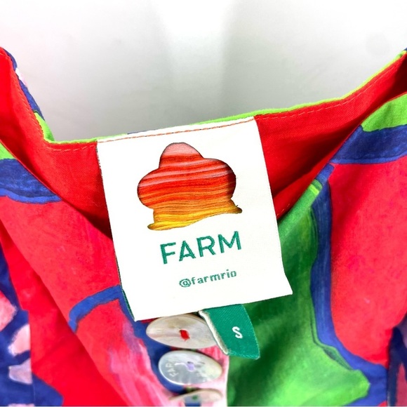 FARM RIO Anthropologie Tropical Bunch Puff Balloon Sleeve Cropped Blouse Top - Picture 8 of 9